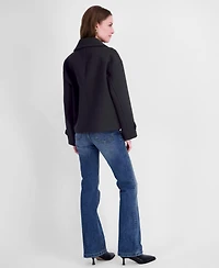 Tahari Women's Double-Breasted Notch-Collar Cropped Coat