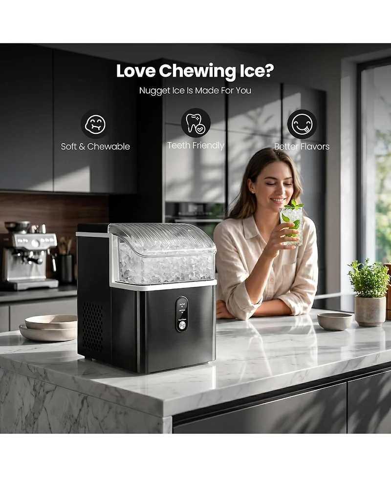 Cowsar Countertop Nugget Ice Maker 35 Lbs Per Day Self Cleaning