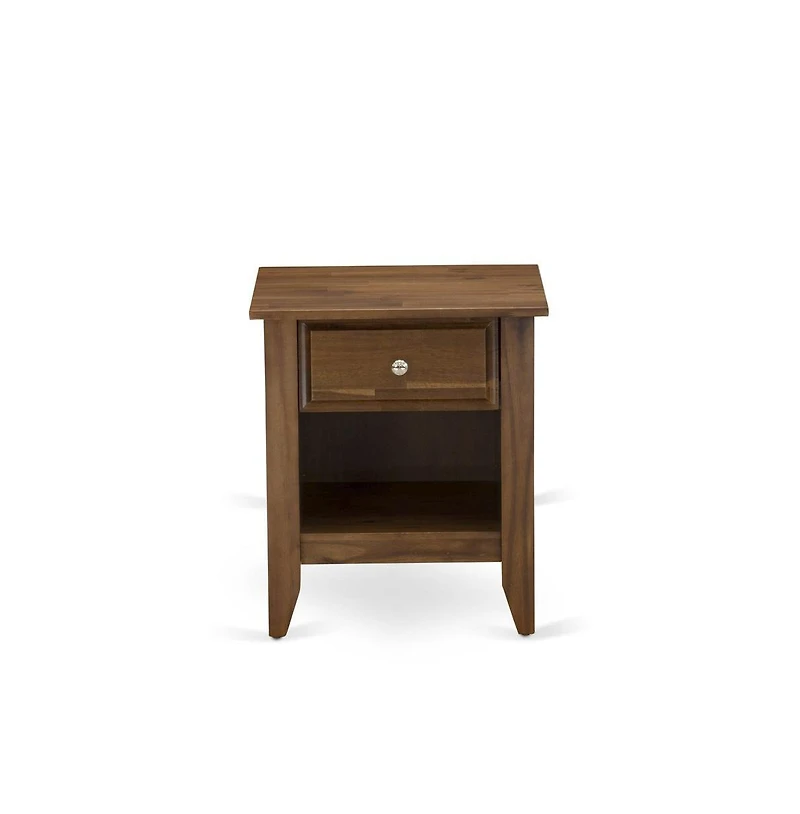 East West Furniture FN08F-1GA08 2-piece Platform Full Size Bed Set with 1 Wood Bed Frame and a Wood Nightstand