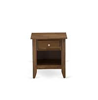 East West Furniture FN08F-1GA08 2-piece Platform Full Size Bed Set with 1 Wood Bed Frame and a Wood Nightstand