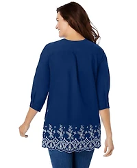 Woman Within Plus Size Within Embroidered Pintuck Tunic