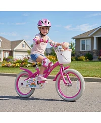 Sugift 16 in Girls Bike with Front Basket and Bell Ages 4-7