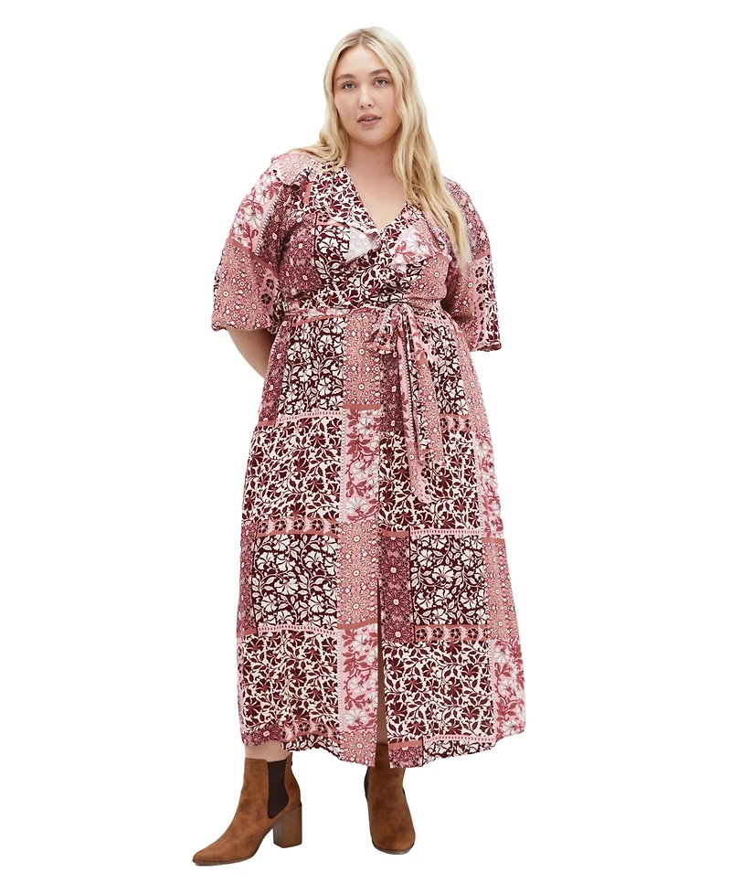 City Chic Plus Dahlia Short-Sleeve Maxi Dress
