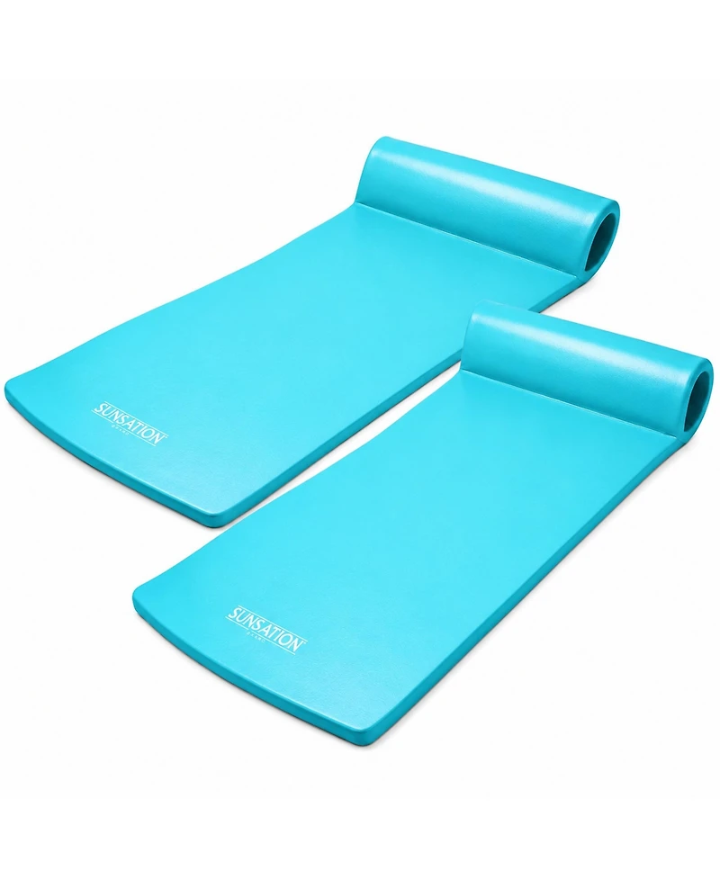 Trc Recreation Sunsation 1.75" Thick Foam Lounger Raft Pool Float, 2 Pack, Teal