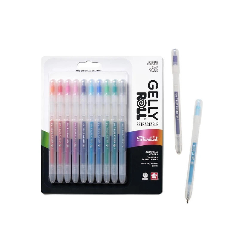 Sakura Gelly Roll Retractable Sparkle Set: 3 Stardust, 3 Metallic, 2 Blue & 2 Black