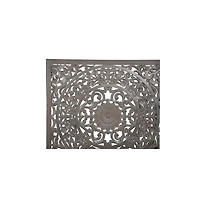 Porter Designs Mandala Hand Carved Motif Queen Bed, Gray