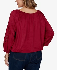 Ruby Rd. Plus Embroidered Scoop Neck Top