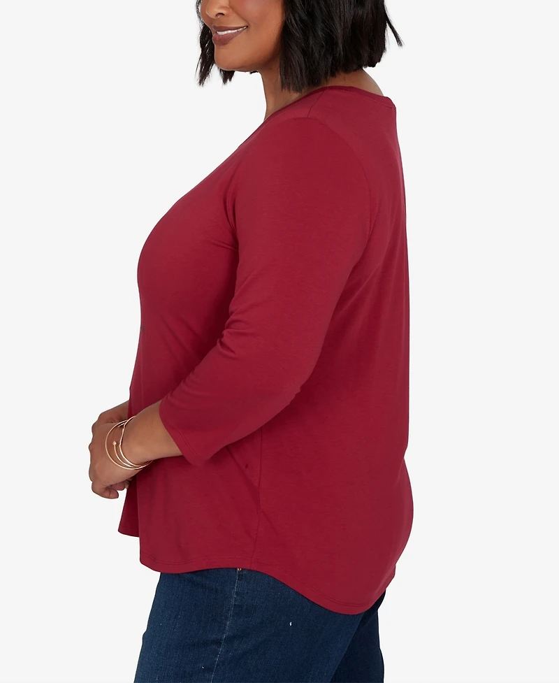 Ruby Rd. Plus Pawsitive Boat Neck 3/4-Sleeve Graphic T-Shirt