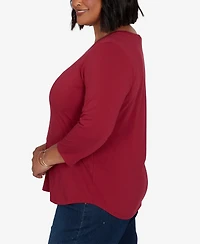 Ruby Rd. Plus Pawsitive Boat Neck 3/4-Sleeve Graphic T-Shirt