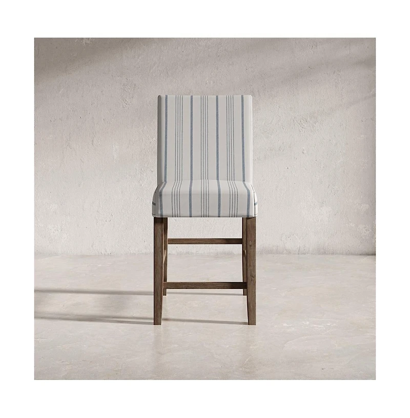 Jofran Eastern Tides Coastal Wire-Brushed Wood Upholstered Parsons Barstool (Set of 2)