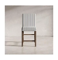 Jofran Eastern Tides Coastal Wire-Brushed Wood Upholstered Parsons Barstool (Set of 2)