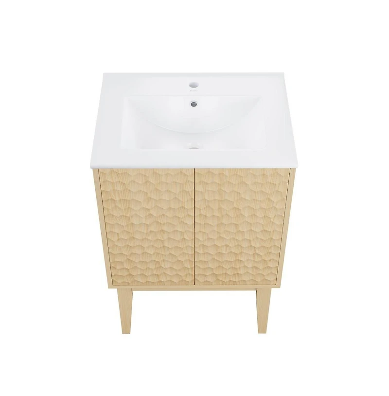 Swiss Madison Bosse 24" Freestanding Bathroom Vanity in Natural Oak with Sink Top