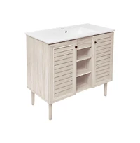 Swiss Madison Bron 36" Freestanding Bathroom Vanity in Oak with Sink Top