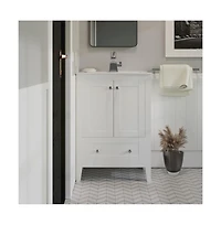 Swiss Madison Cannes 24" Freestanding Bathroom Vanity in White with Sink Top