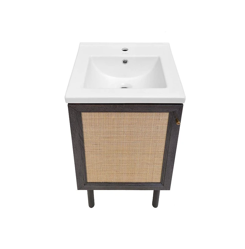 Swiss Madison Classe 18" Freestanding Bathroom Vanity in Black Oak with Sink Top