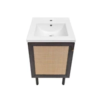 Swiss Madison Classe 18" Freestanding Bathroom Vanity in Black Oak with Sink Top