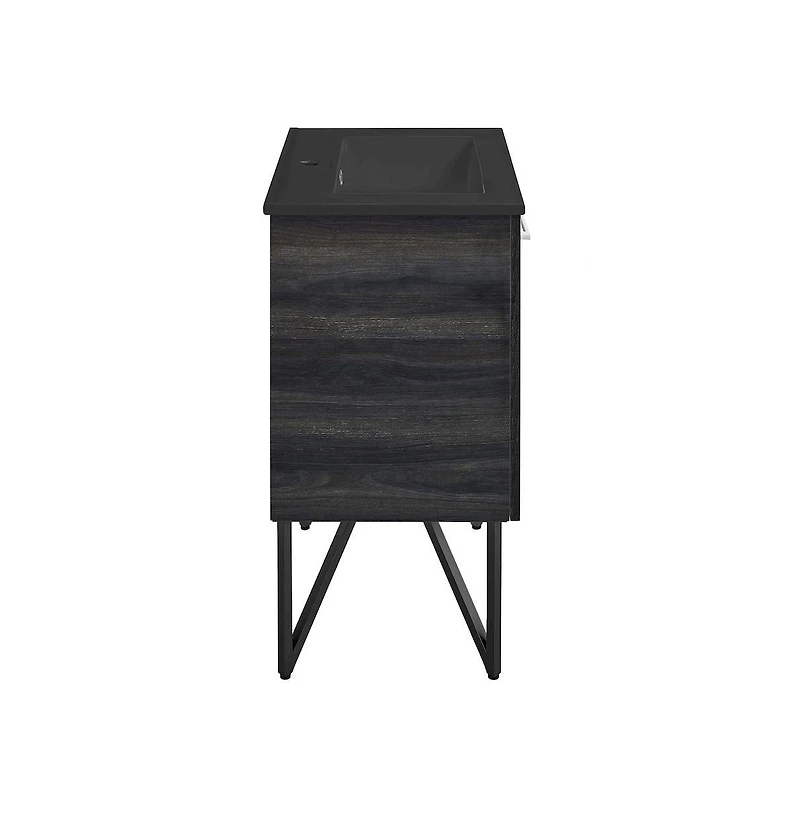 Swiss Madison Annecy 24 in. Black Walnut Bathroom Vanity With Black Ceramic Sink Top