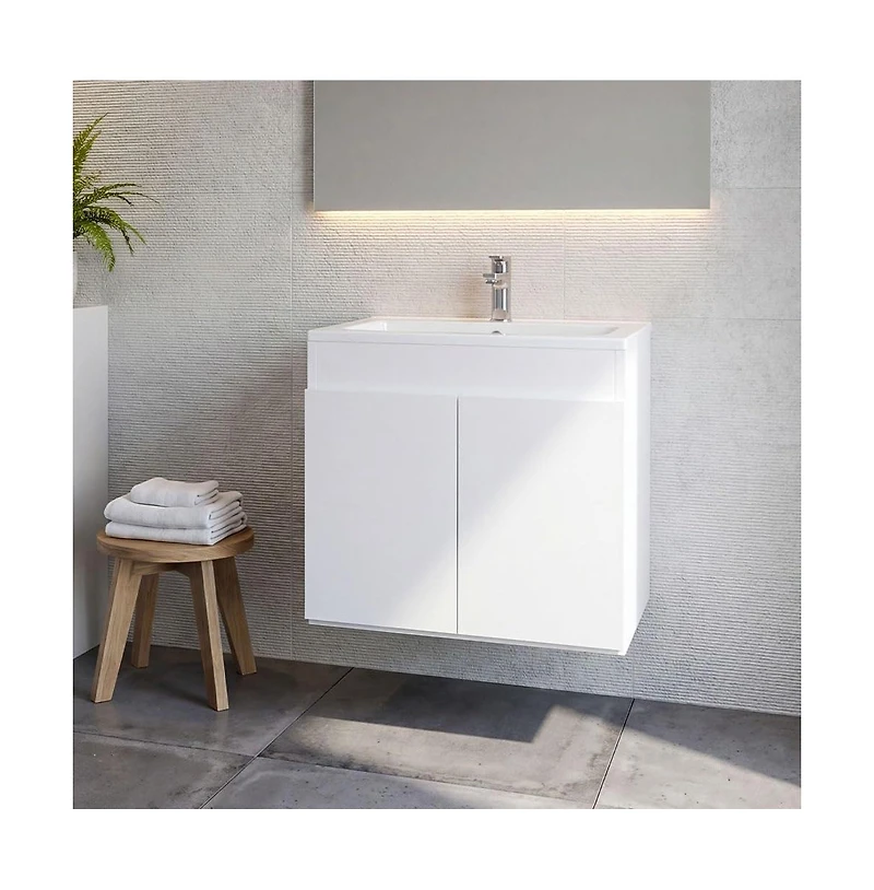 Tuhome Bathroom Vanity Meka 45 White Mdf