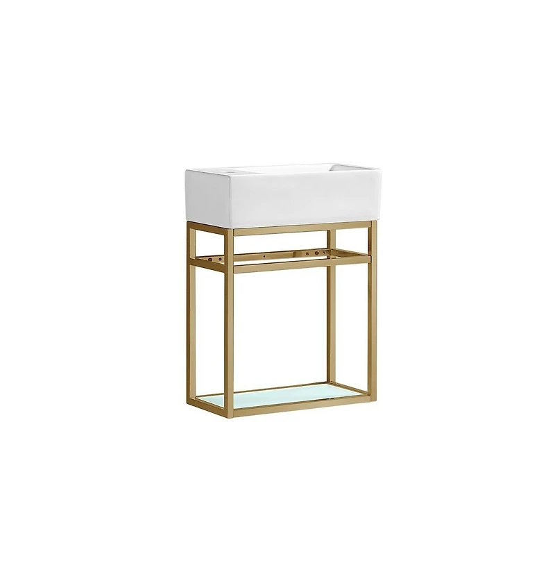 Pierre 19.5 Single, Open Shelf, Gold Metal Frame Bathroom Vanity