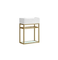 Pierre 19.5 Single, Open Shelf, Gold Metal Frame Bathroom Vanity