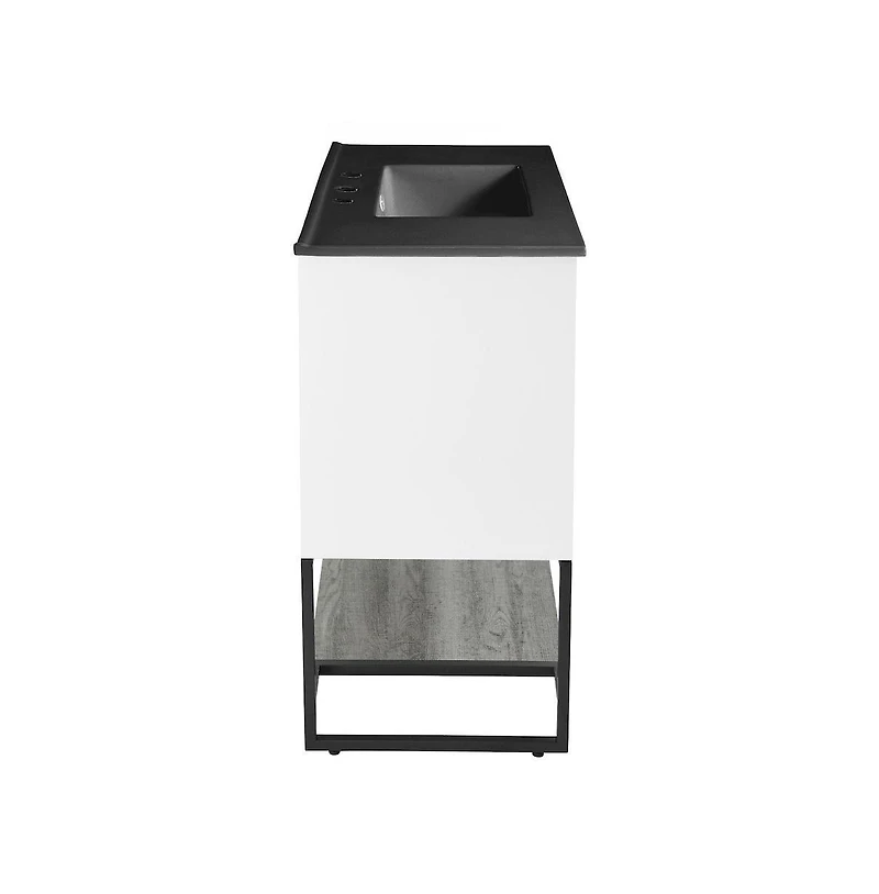Swiss MadisonMarseille 36 in. Gray Bathroom Vanity With Black, 3-Hole Ceramic Sink Top