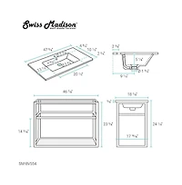 Swiss Madison Pierre 48 Single, Metal Frame, Open Shelf, Bathroom Vanity