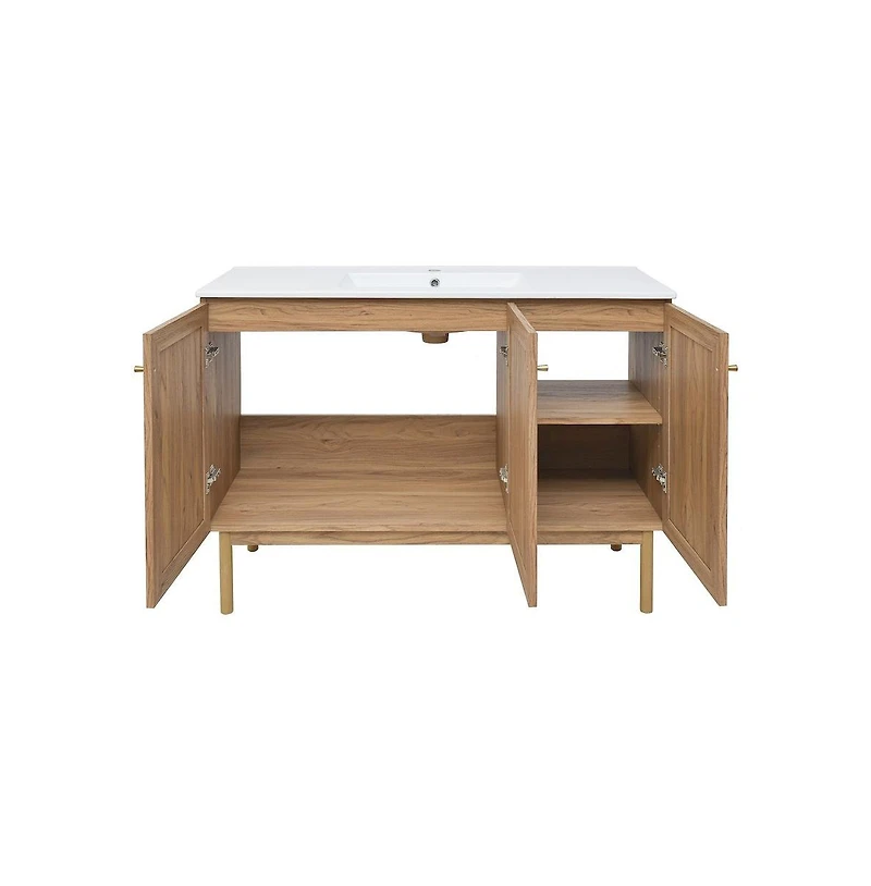 Swiss Madison Classe 48" Freestanding Bathroom Vanity in Golden Oak with Sink Top
