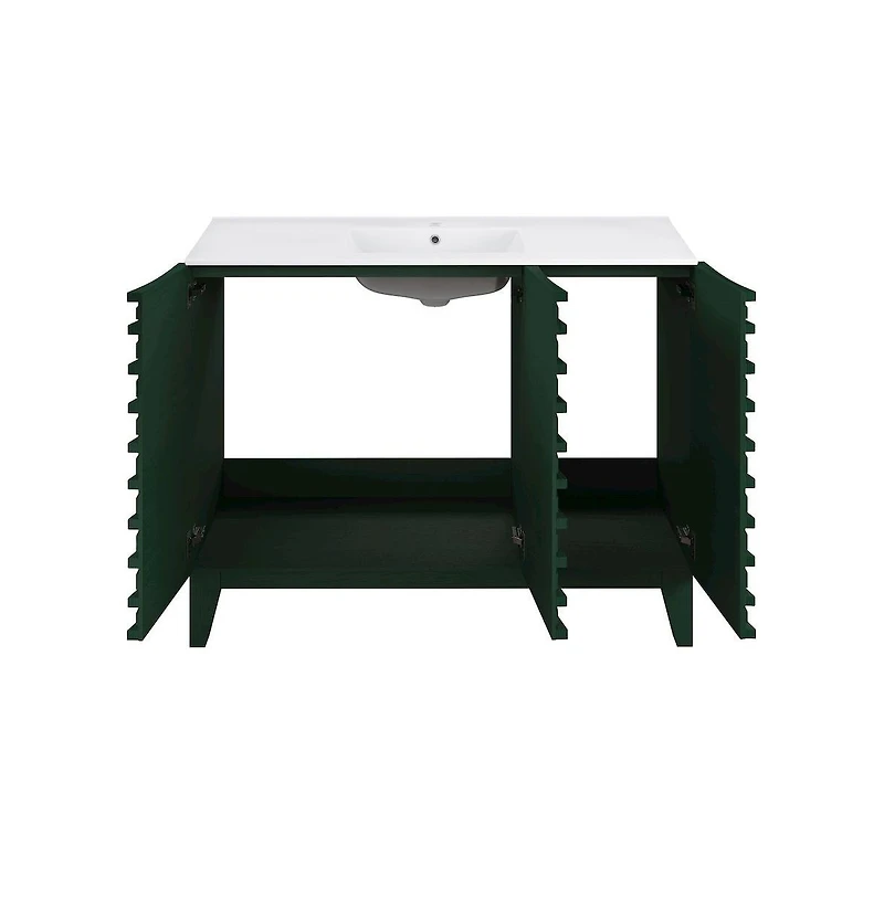 Swiss MadisonCascade 48" Freestanding Bathroom Vanity in Green Oak with Sink Top