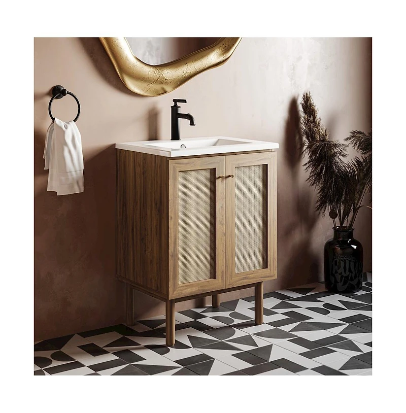 Classe 24" Freestanding Bathroom Vanity in Golden Oak with Sink Top