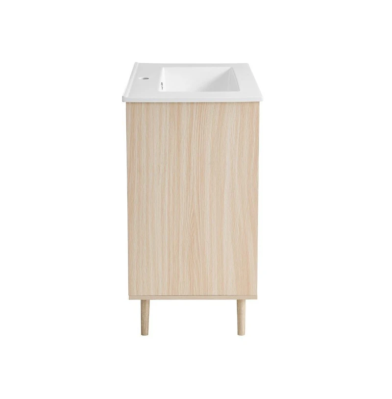 Swiss Madison Brusque 24" Freestanding Bathroom Vanity in Natural Oak with Sink Top