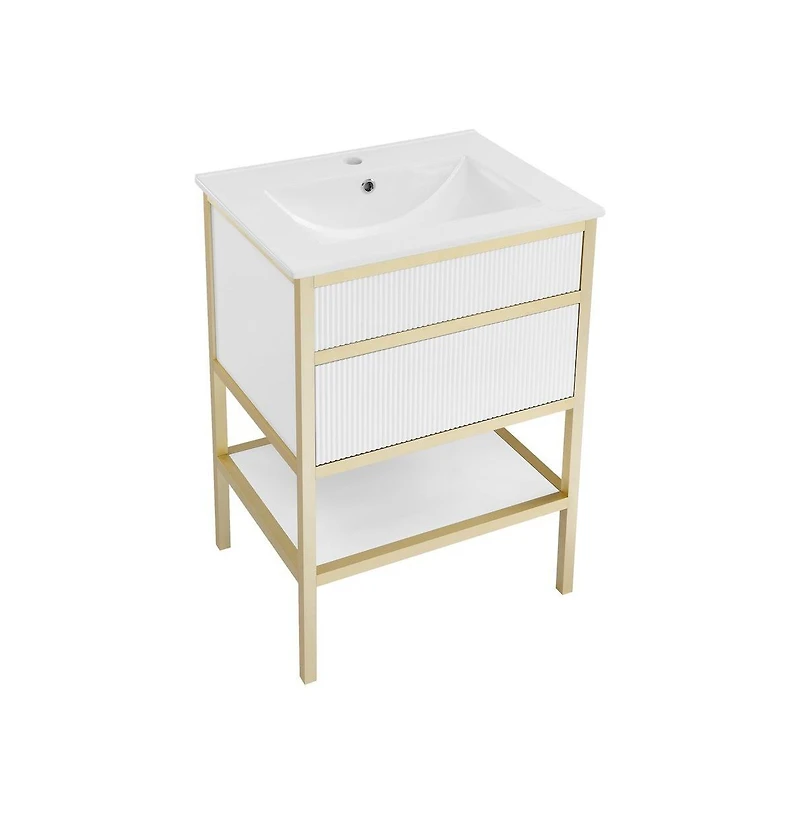 Swiss MadisonCache 24" Freestanding Bathroom Vanity in White with Sink Top