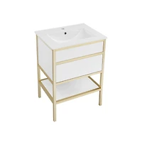 Swiss MadisonCache 24" Freestanding Bathroom Vanity in White with Sink Top