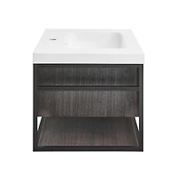 Swiss Madison Claire 30" Wall-Mounted Bathroom Vanity in Black Oak with Sink Top