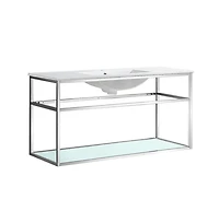 Pierre 48 Single, Open Shelf, Chrome Metal Frame Bathroom Vanity