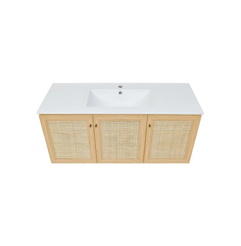 Swiss Madison Classe 48" Wall-Mounted Bathroom Vanity in Natural Oak