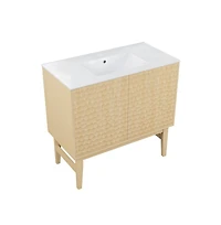 Swiss Madison Bosse 36" Freestanding Bathroom Vanity in Natural Oak with Sink Top