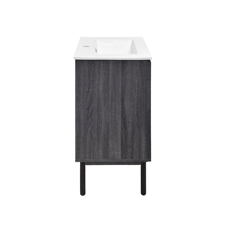 Swiss Madison Classe 24" Freestanding Bathroom Vanity in Black Oak with Sink Top
