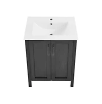 Avallon 24" Freestanding Bathroom Vanity in Black with Sink Top
