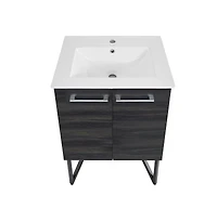 Swiss Madison Annecy 24" Freestanding Bathroom Vanity in Black Walnut with Sink Top