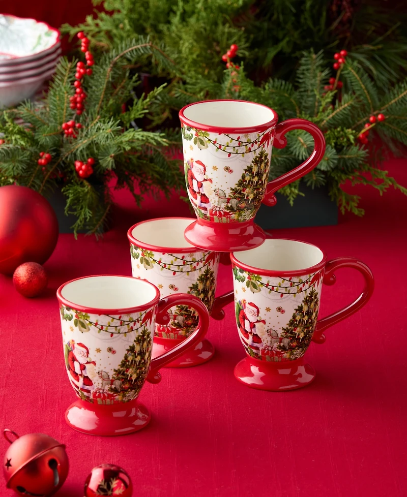 Certified International Santa's Delivery Ceramic Mugs, Set of 4
