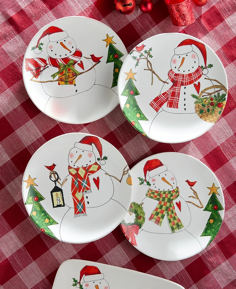 Certified International Snowman Delight Dinner Plates, Set of 4