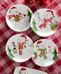 Certified International Snowman Delight Dinner Plates, Set of 4