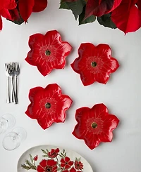 Certified International Festive Blooms Poinsettia Dessert Plates, Set of 4
