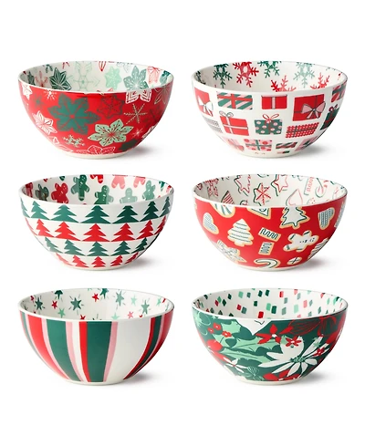 Certified International Holiday Spruce All Purpose Bowls, Set of 6