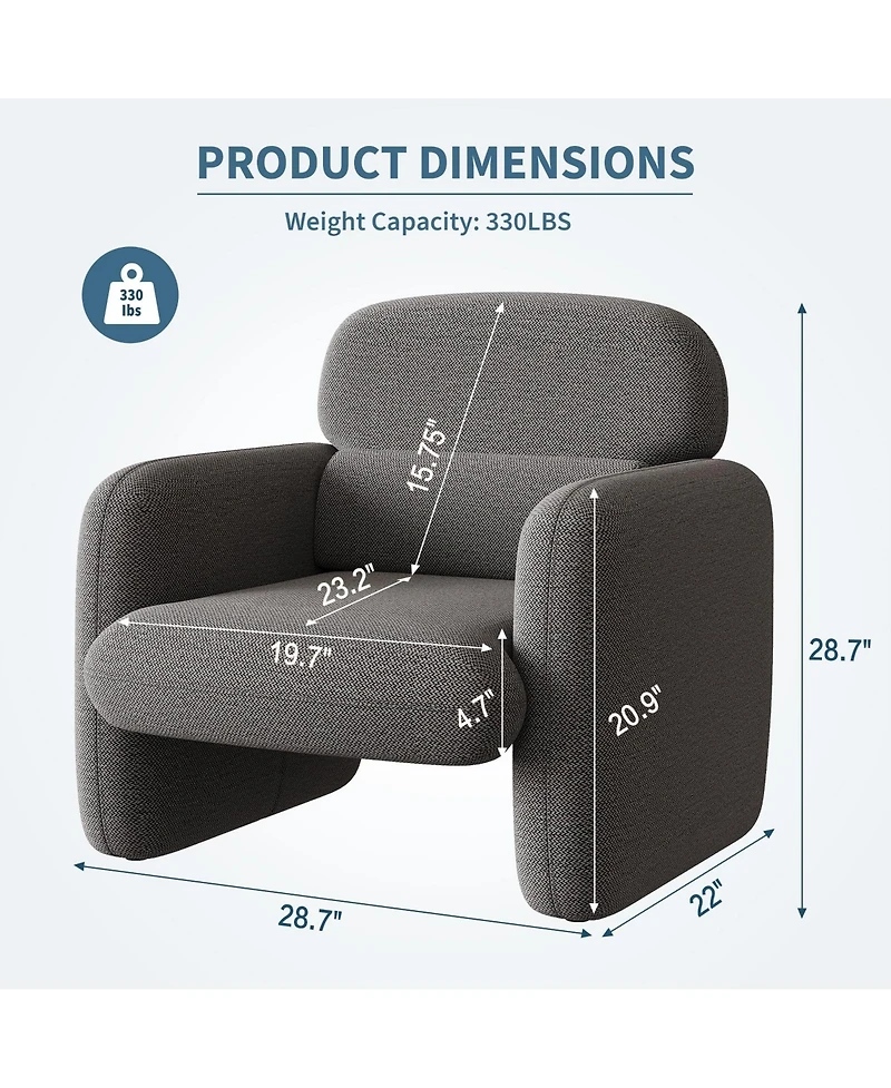 gaomon Accent Chair Set of 2 Linen Upholstered Armchair with Ergonomic Lumbar Support Solid Wood Frame Pet-Friendly for Living Room Bedroom Office