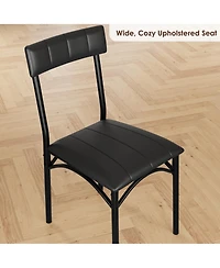 Dining Chairs Set of 6 Metal Frame Pu Leather Upholstery High Backrest Black Finish for Kitchen Dining Room Contemporary Home