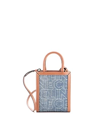 Pre-Owned Celine Mini Vertical Cabas Tote Printed Denim with Leather