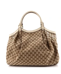 Pre-Owned Gucci Large Sukey Tote Gg Canvas with Leather
