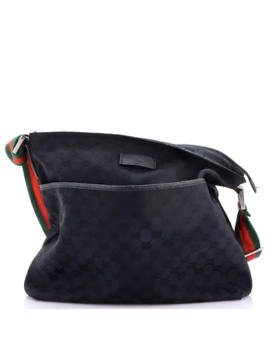 Pre-Owned Gucci Front Pocket Web Messenger Gg Canvas