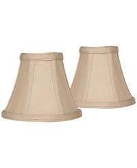 Imperial Shade Set of 2 Empire Lamp Shades Taupe Fabric Small 3" Top x 6" Bottom x 5" High Candelabra Clip-On Fitting
